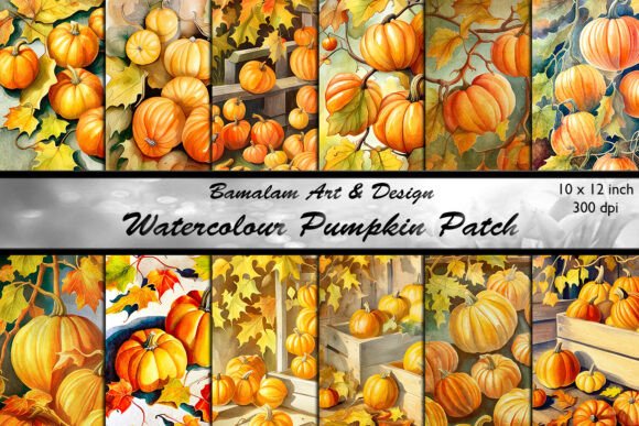 Autumnal Charm: Pumpkin Patch Watercolour Backgrounds