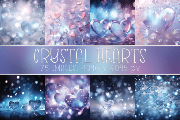Crystal Heart Backgrounds and Patterns for Creative Projects