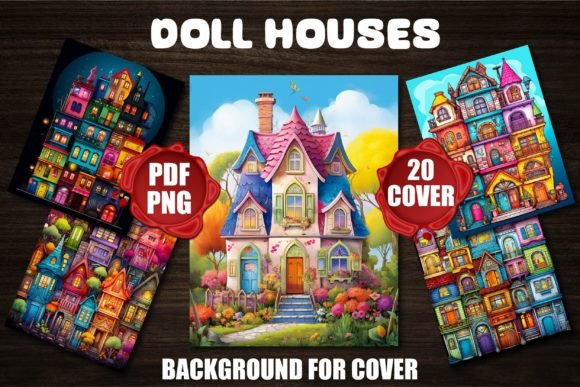 Enchanting Book Covers with Doll Houses Backgrounds