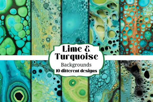 Grunge Lime & Turquoise Backgrounds for Creative Projects