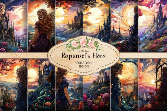 Stained Glass Rapunzel Backgrounds: A Fantasy Art Asset