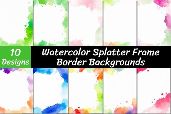 Watercolor Splatter Frame Backgrounds for Creative Projects